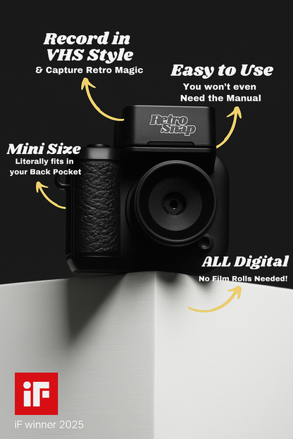 RetroSnap® – The Vintage-Style Mini Digital Camera + FREE 32GB Memory Card, Backpack Clip Hook & Attachable Battery (Extra 180 min)