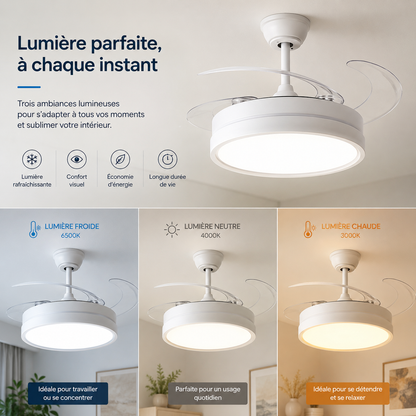 Climora™ — Le ventilateur de plafond incontournable de cet été.