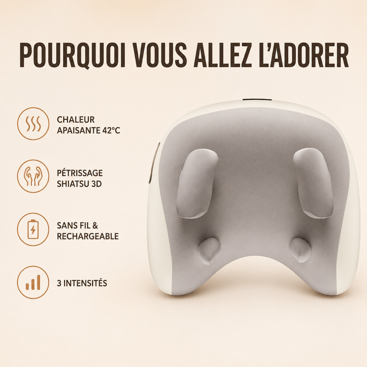 NuqueZen™ – Masseur Cou & Épaules Chauffant Sans Fil