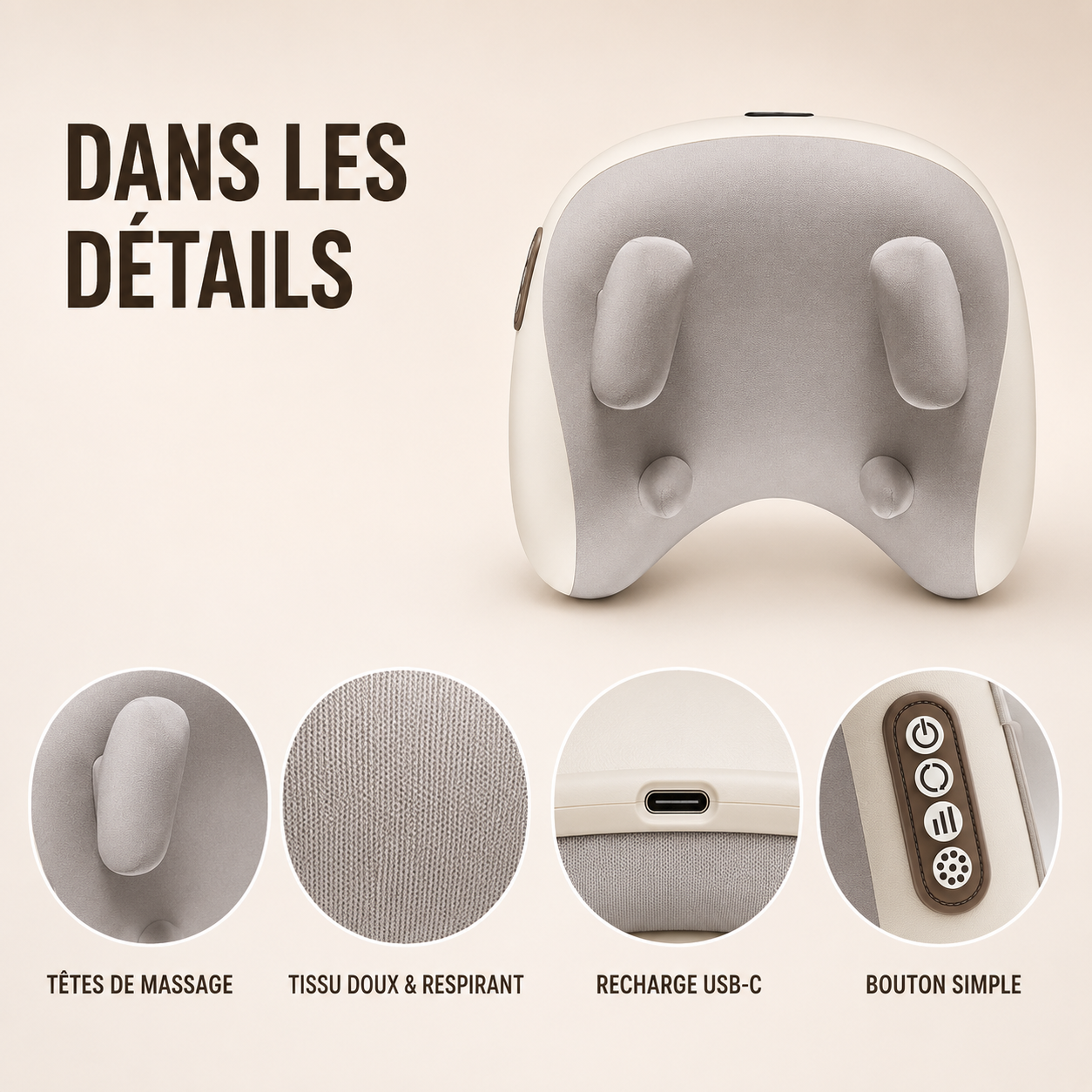 NuqueZen™ – Masseur Cou & Épaules Chauffant Sans Fil