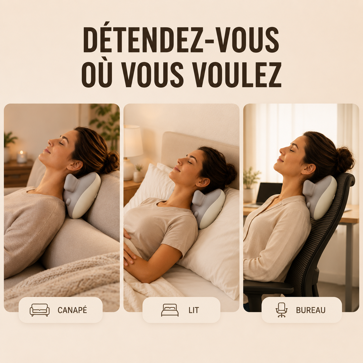NuqueZen™ – Masseur Cou & Épaules Chauffant Sans Fil