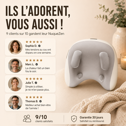 NuqueZen™ – Masseur Cou & Épaules Chauffant Sans Fil