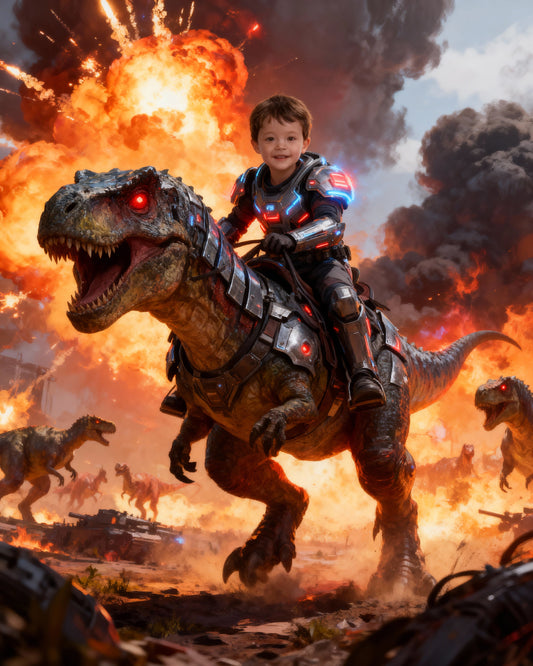 🦖 Cavalier de T-Rex de Feu